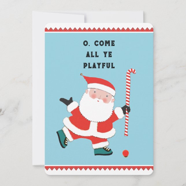 Tarjetas de vacaciones de Navidades de hockey sobr (Anverso)