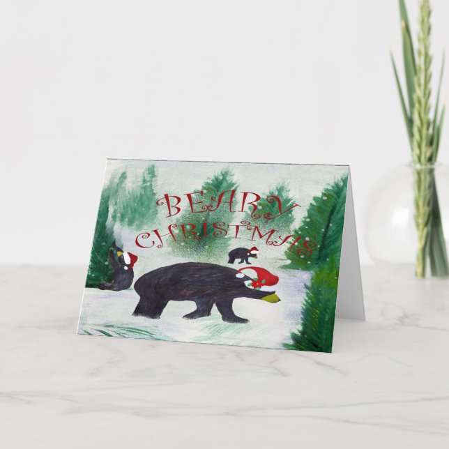 tarjetas de vacaciones de oso de Navidad (Anverso)