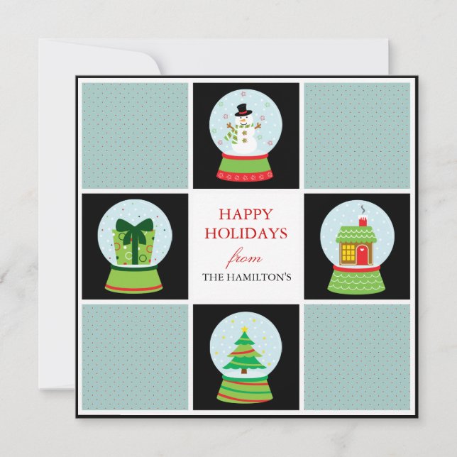 Tarjetas de vacaciones de Snow Globes (Anverso)