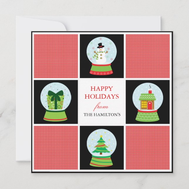 Tarjetas de vacaciones de Snow Globes (Anverso)