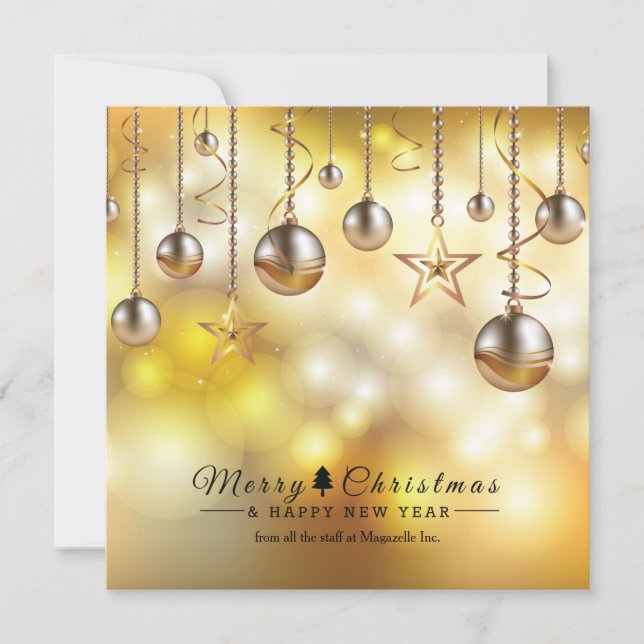 Tarjetas de vacaciones Golden Glow Corporate (Anverso)