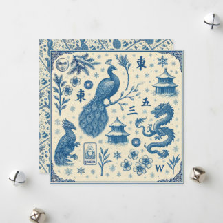 Tarjetas de vacaciones - Mahjong Toile - Dos caras