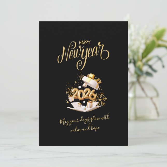 Tarjetas de vacaciones minimalistas alegres regalo (Anverso de pie)