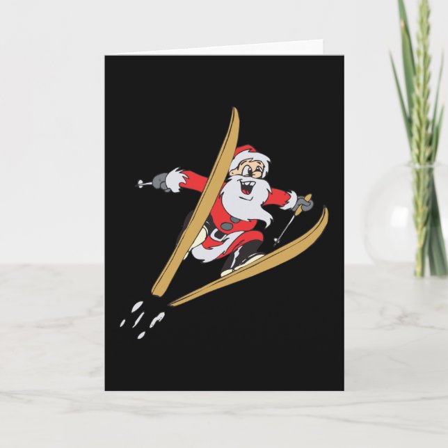 Tarjetas de vacaciones para esquiar Santa (Anverso)