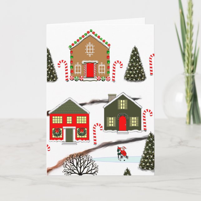 Tarjetas de vacaciones para Navidades de hockey (Anverso)