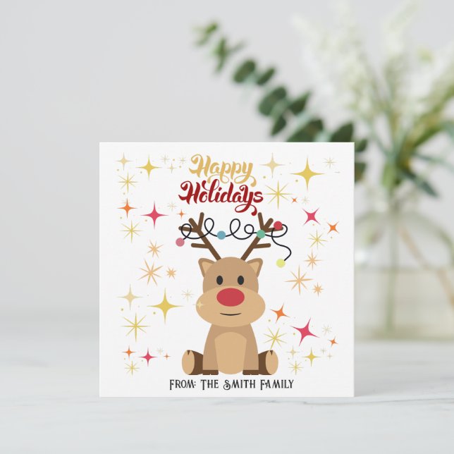 TARJETAS DE VACACIONES PERSONALIZADAS (REINDER) (Anverso de pie)