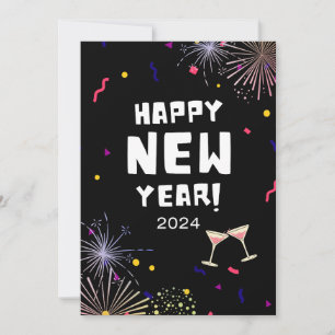 Tarjetas de vacaciones planas para feliz año nuevo