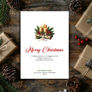 Tarjetas de velas de Navidad con ramas de pino