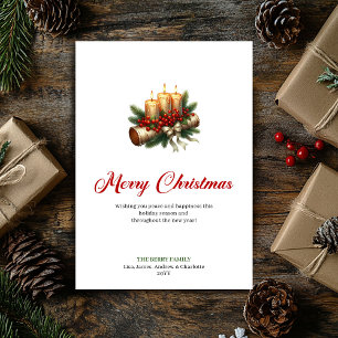 Tarjetas de velas de Navidad elegantes troncos de