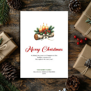 Tarjetas de velas de Navidad encantadoras con baya