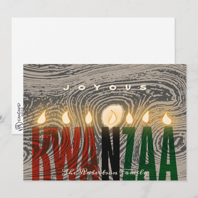 Tarjetas de velas Kwanzaa rústicas (Anverso / Reverso)