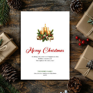 Tarjetas de velas navideñas festivas con ramas de