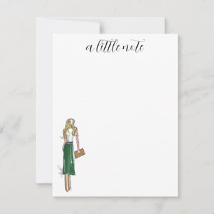 Tarjetas de vestir verdes de ilustracion de moda