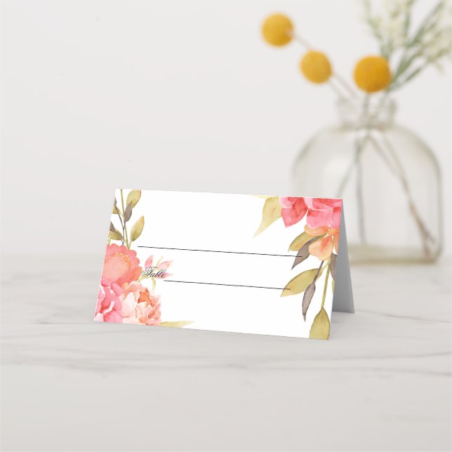 Tarjetas de visita acuática rosa floral (Anverso)
