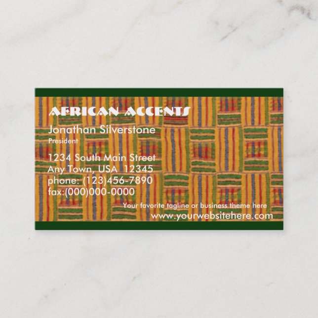 Tarjetas de visita africanas (Anverso)