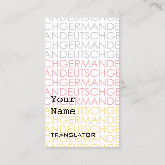 Tarjetas de visita alemanas del traductor o del (Anverso)