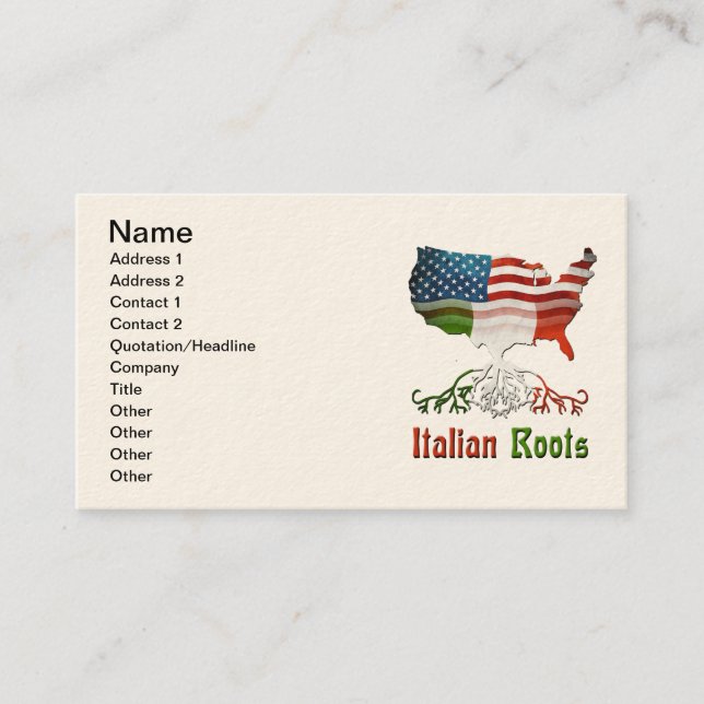 Tarjetas de visita americanas italianas (Anverso)