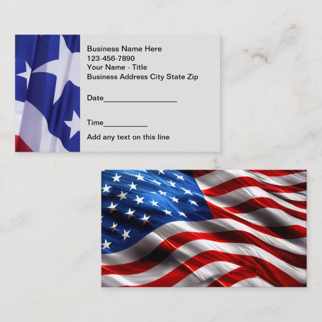 Tarjetas de visita americanas para citas patriótic (Anverso / Reverso)