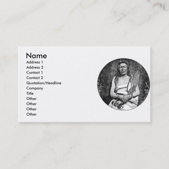 Tarjetas de visita americanas para indios (Anverso)