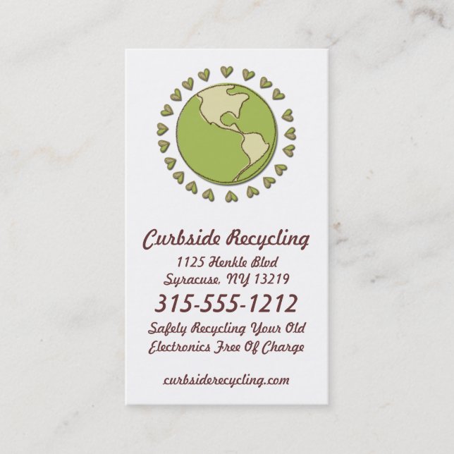 Tarjetas de visita amistosas de reciclaje (Anverso)