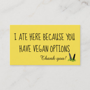 Tarjetas de visita amistosas del vegano