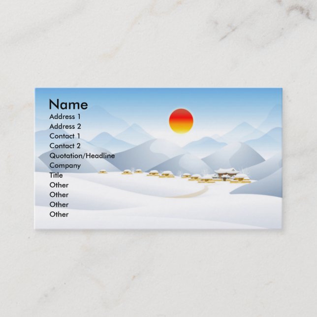 Tarjetas de visita asiáticas de Sun del invierno (Anverso)