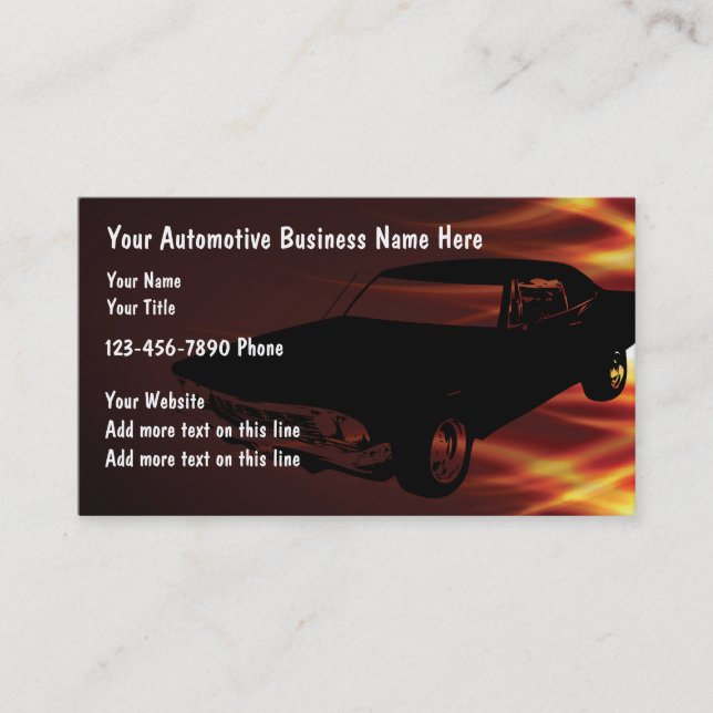 Tarjetas de visita automotrices (Anverso)