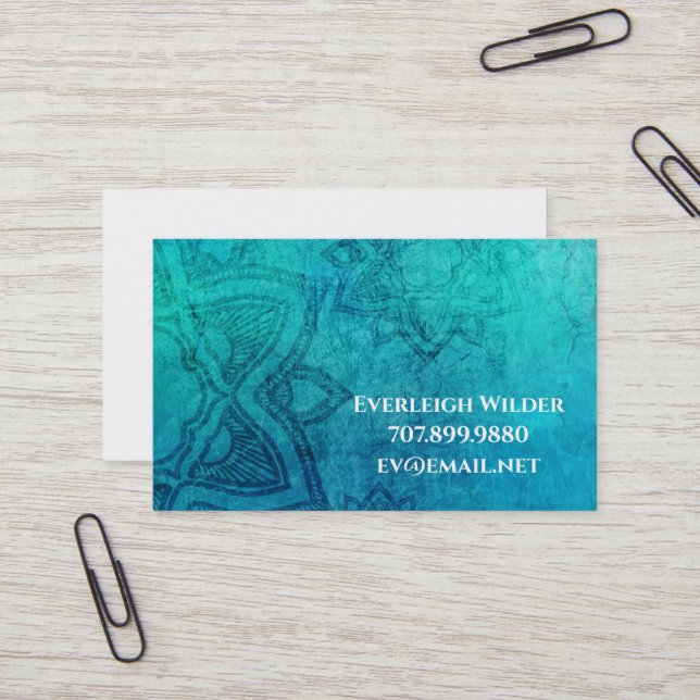 Tarjetas de visita azul Mandala (Anverso/Reverso In Situ)