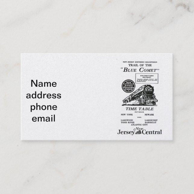 Tarjetas de visita azules centrales del tren del (Anverso)