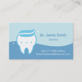 Tarjetas de visita azules del dentista de la crema