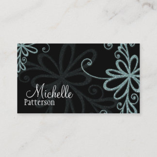 Tarjetas de visita azules del diseño floral del