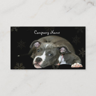 Tarjetas de visita azules del perrito de Pitbull
