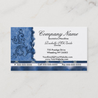 Tarjetas de visita azules elegantes del bordado