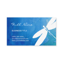 Tarjetas de visita azules y verdes de la libélula