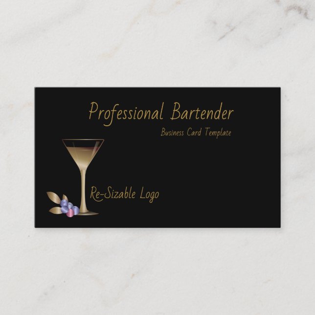 Tarjetas de visita Bartender - Tarjetas con clase  (Anverso)