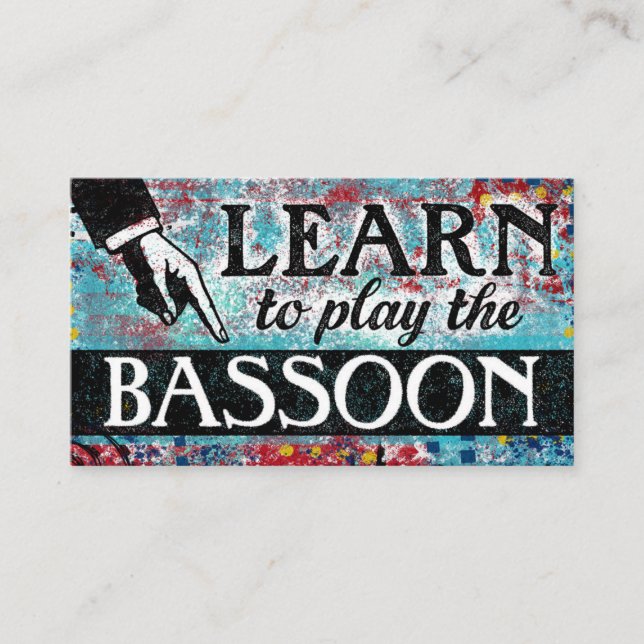 Tarjetas de visita Bassoon Lessons - Rojo azul (Anverso)