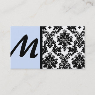 Tarjetas de visita Black and Light Blue Damask
