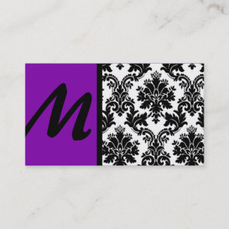 Tarjetas de visita Black and Purple Damask
