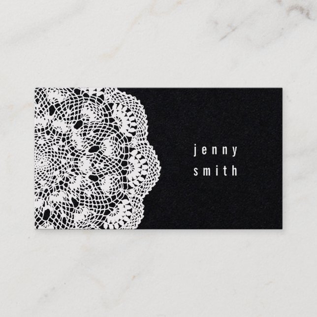 Tarjetas de visita Black Board & Lace Doily Fashio (Anverso)
