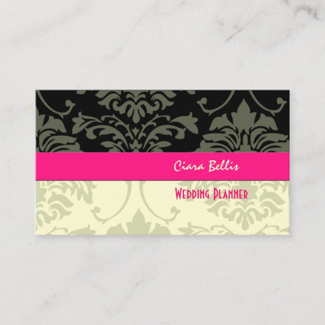 Tarjetas de visita Black + crema damask (Anverso)