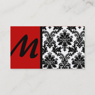 Tarjetas de visita Black Crimson Red Damask