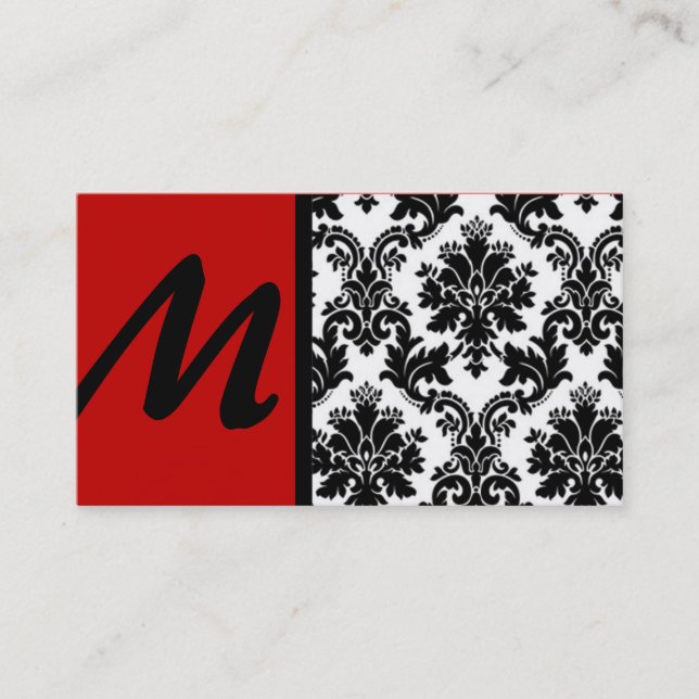 Tarjetas de visita Black Crimson Red Damask (Anverso)