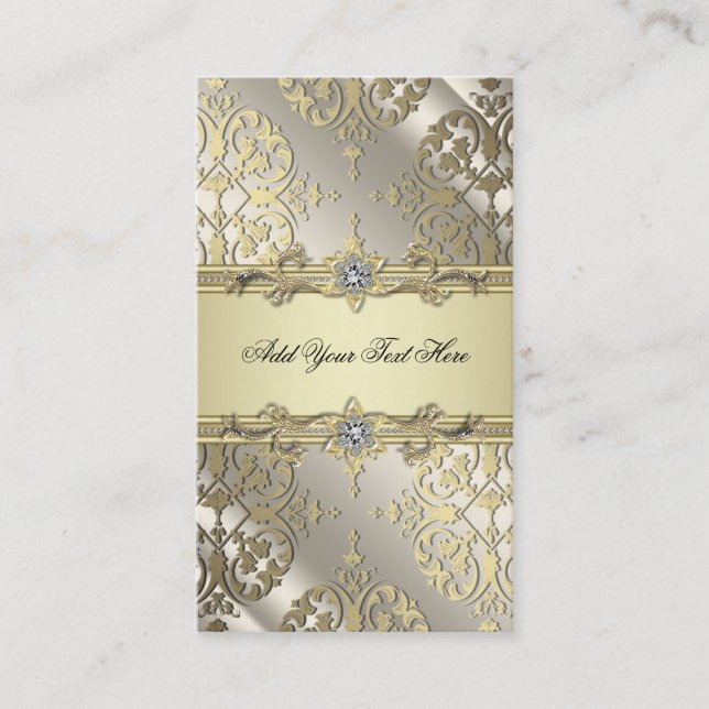 Tarjetas de visita Black Gold Damask (Anverso)