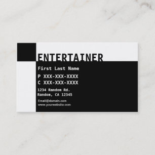 Tarjetas de visita Black White Entertainer