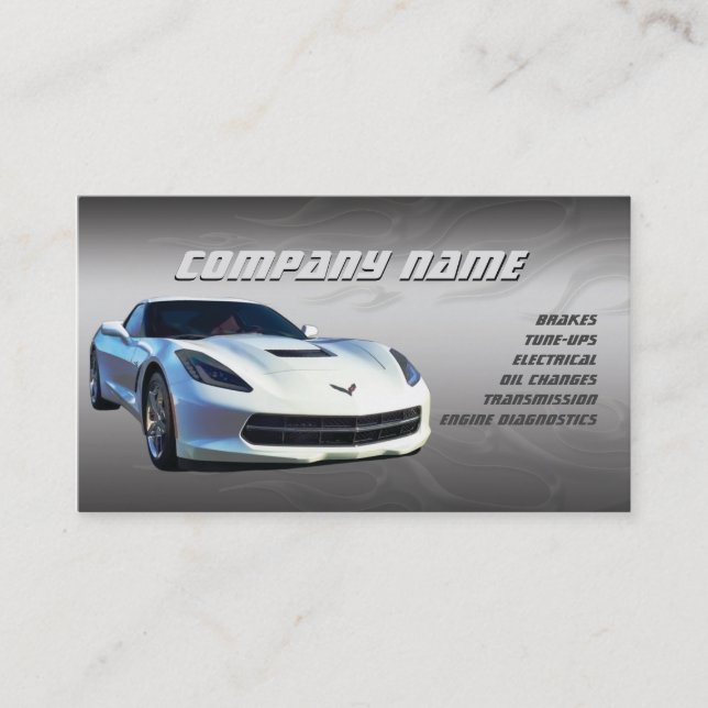 Tarjetas de visita blancas del Corvette (Anverso)