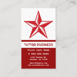 Tarjetas de visita blancas rojas del tatuaje de la