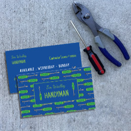 Tarjetas de visita Blue and Neon Green Handyman