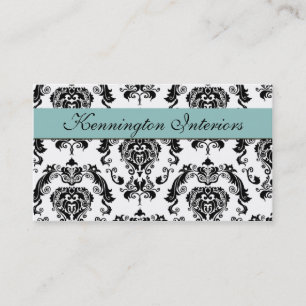 Tarjetas de visita Blue Black Damask Lace