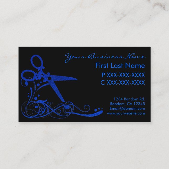 Tarjetas de visita Blue black purpurina swift hair (Anverso)