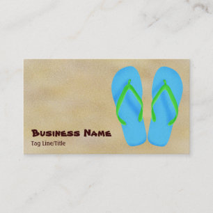 Tarjetas de visita Blue Flip Flop Beach